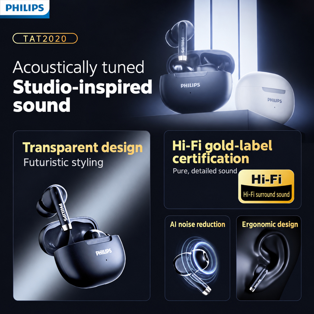 PHILIPS True Wireless Earbuds TAT2020 5