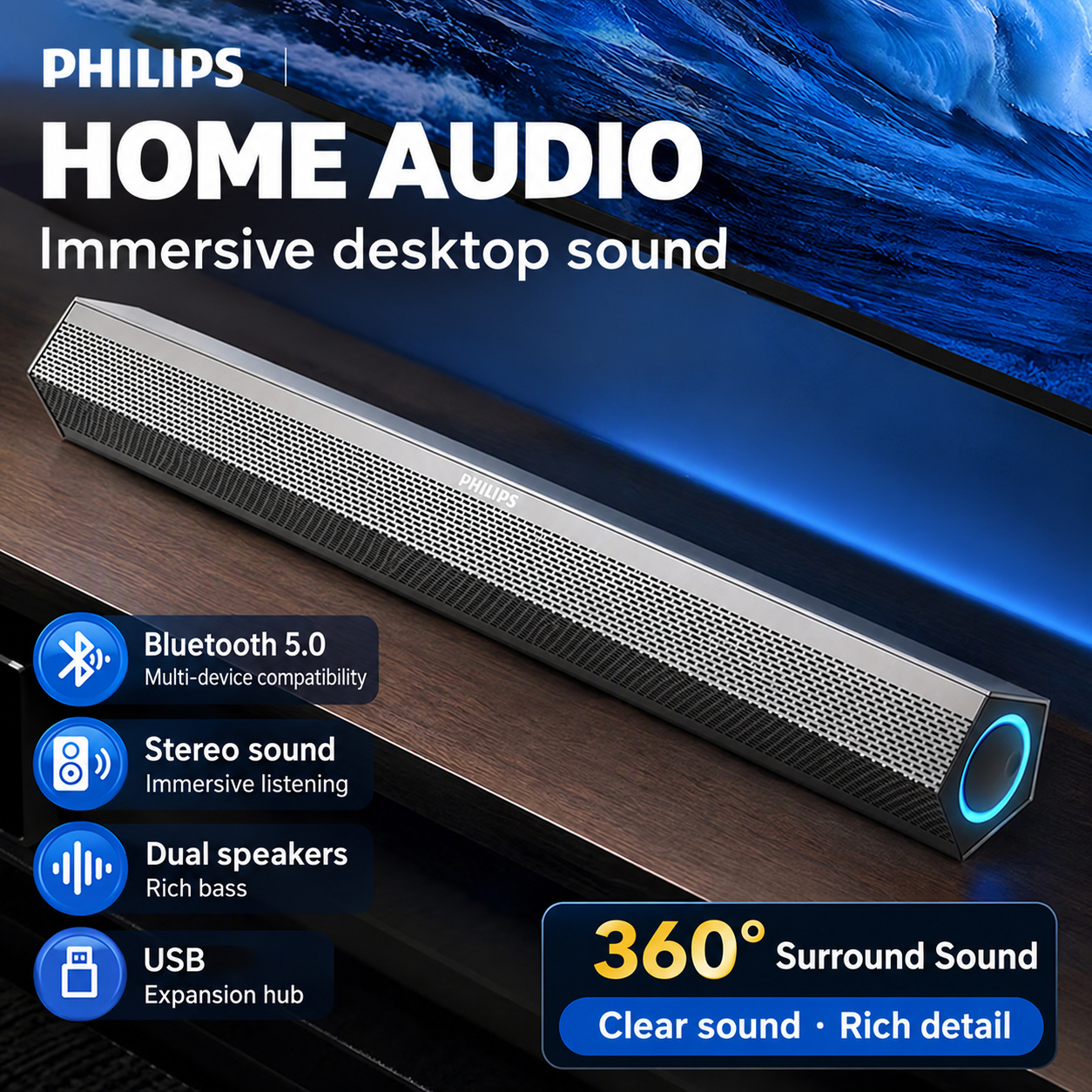 PHILIPS Desktop Speaker SPA520S 3