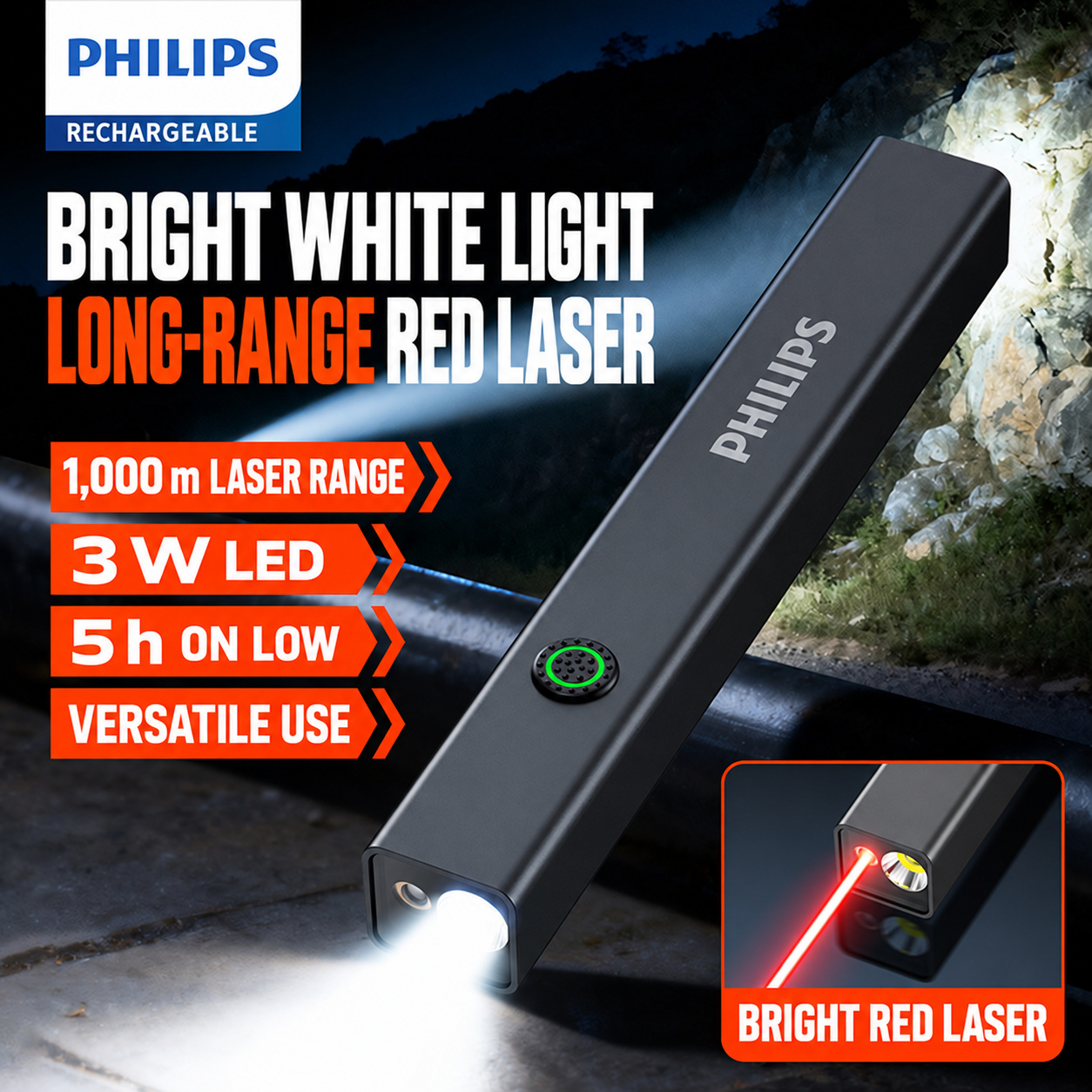 PHILIPS High-Brightness Flashlight SFL2555 3