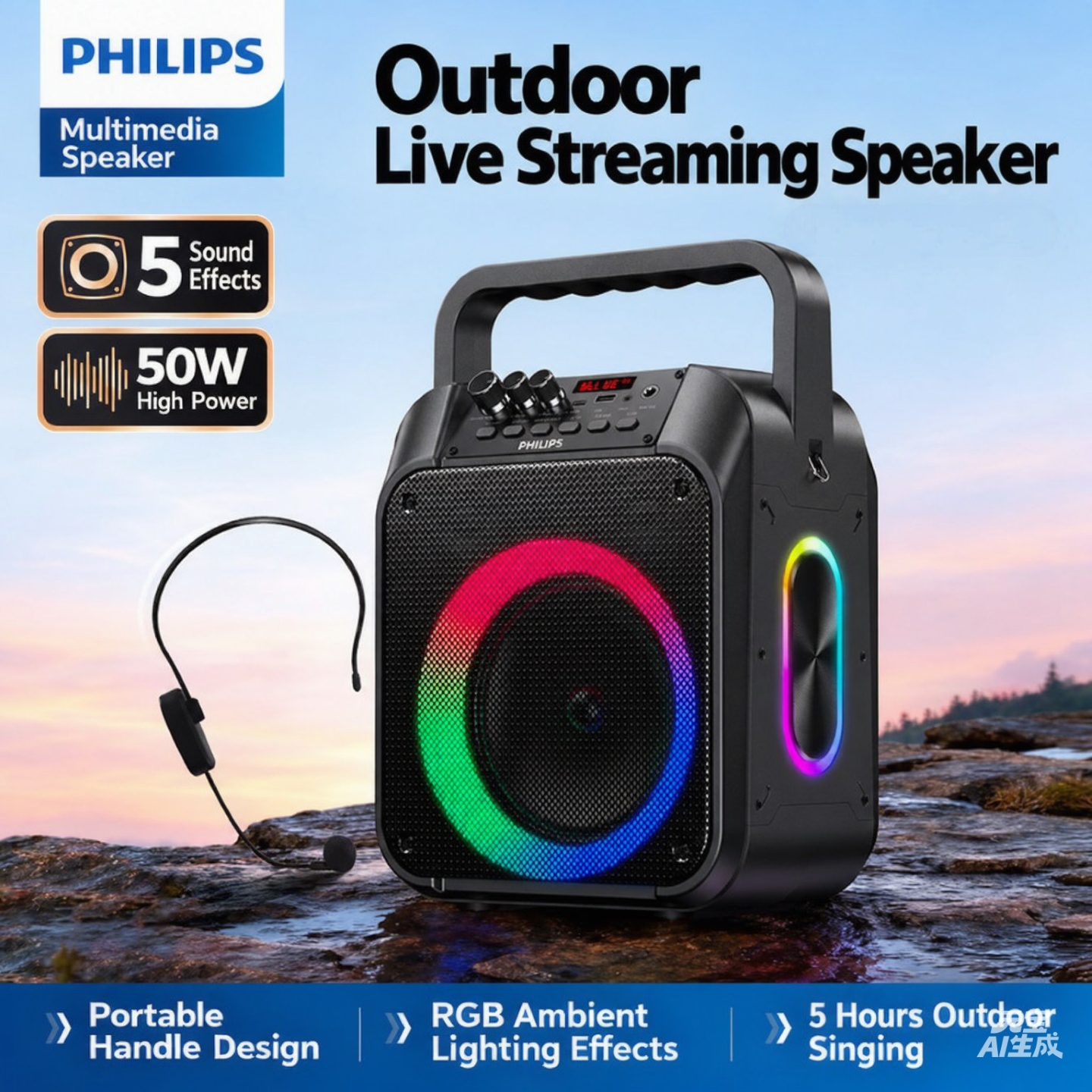PHILIPS Portable Karaoke Speaker SD110 Headset microphone edition 3