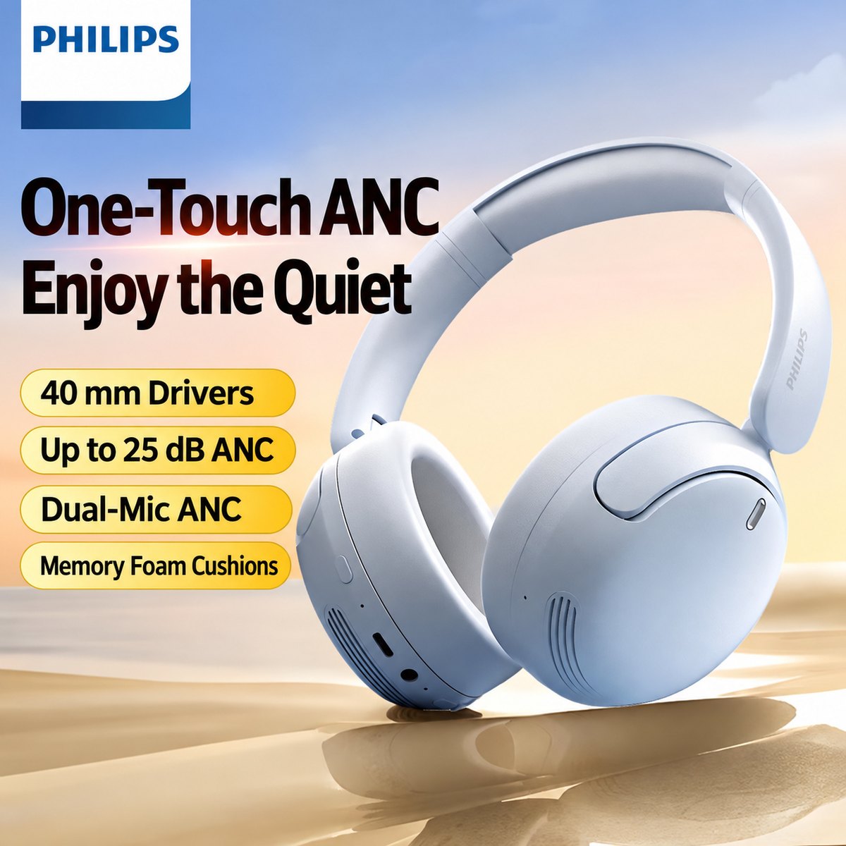 PHILIPS Wireless ANC Headphones TAH3020 4