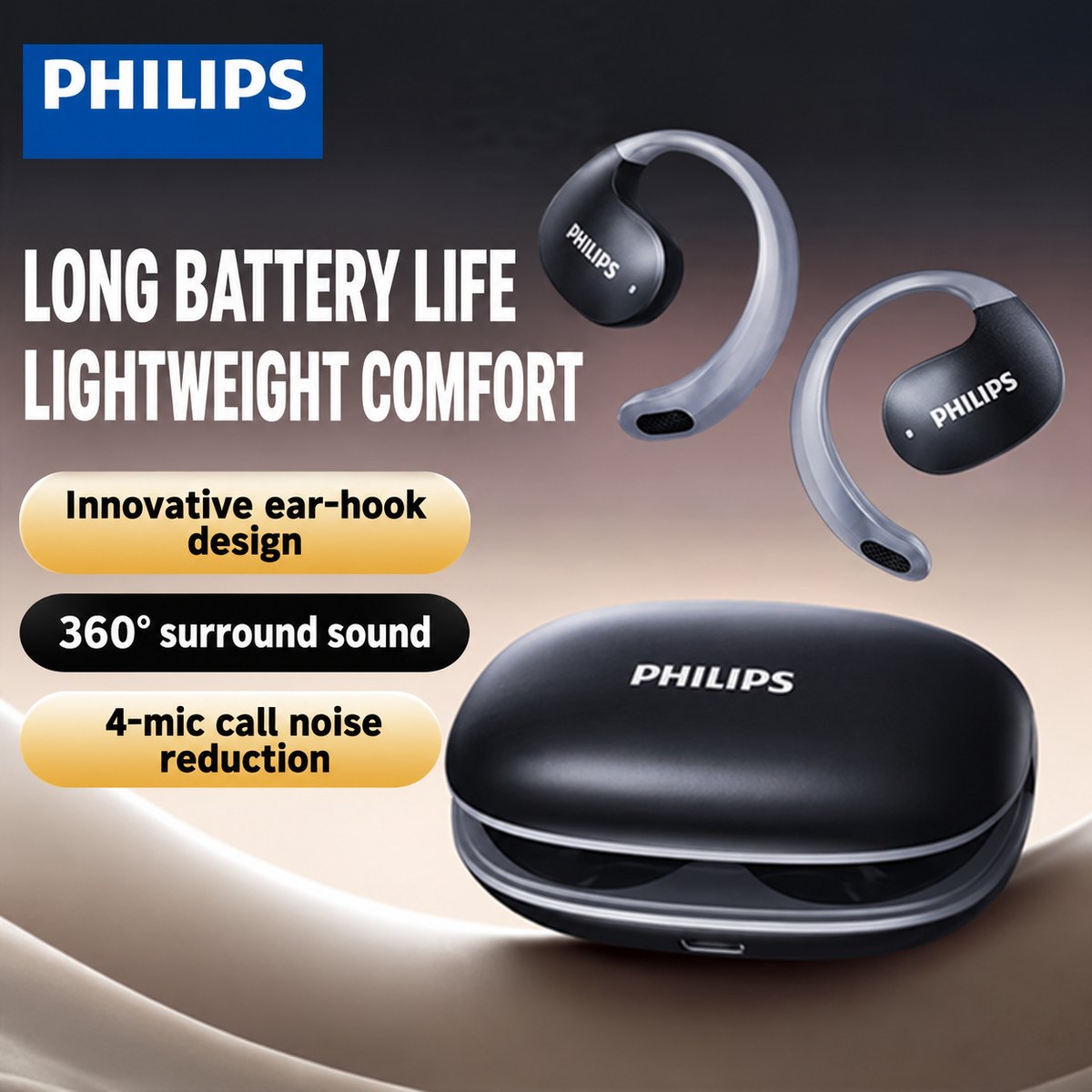 PHILIPS Open-Ear Wireless Earphones TAT2708 2