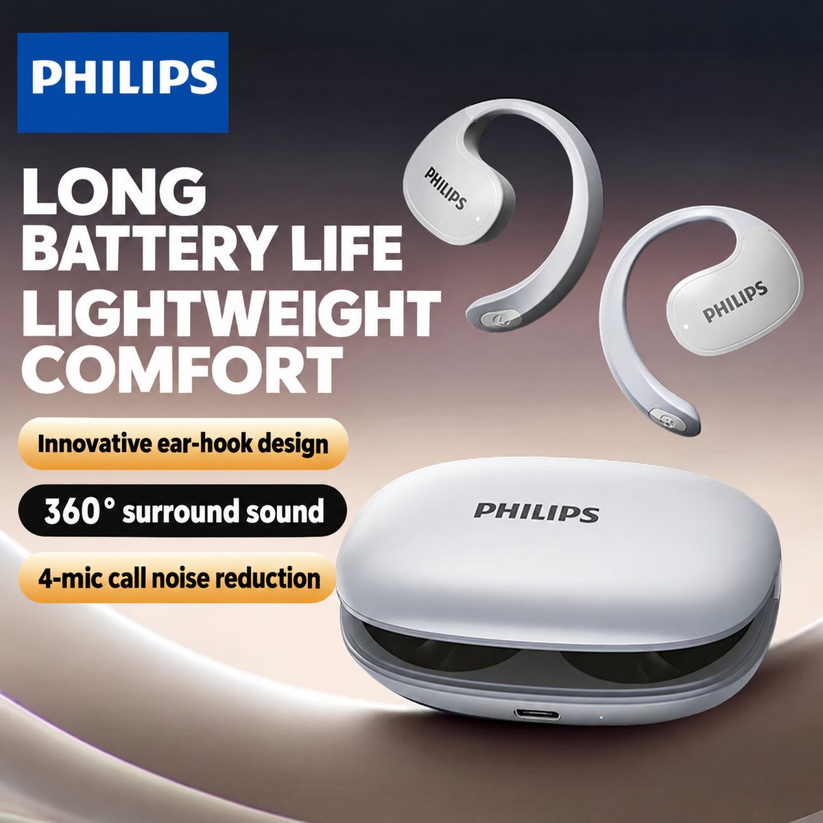 PHILIPS Open-Ear Wireless Earphones TAT2708 3