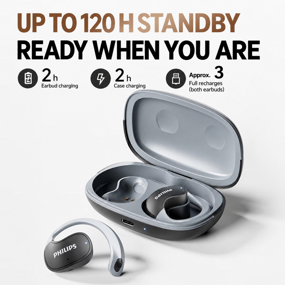 PHILIPS Open-Ear Wireless Earphones TAT2708 5