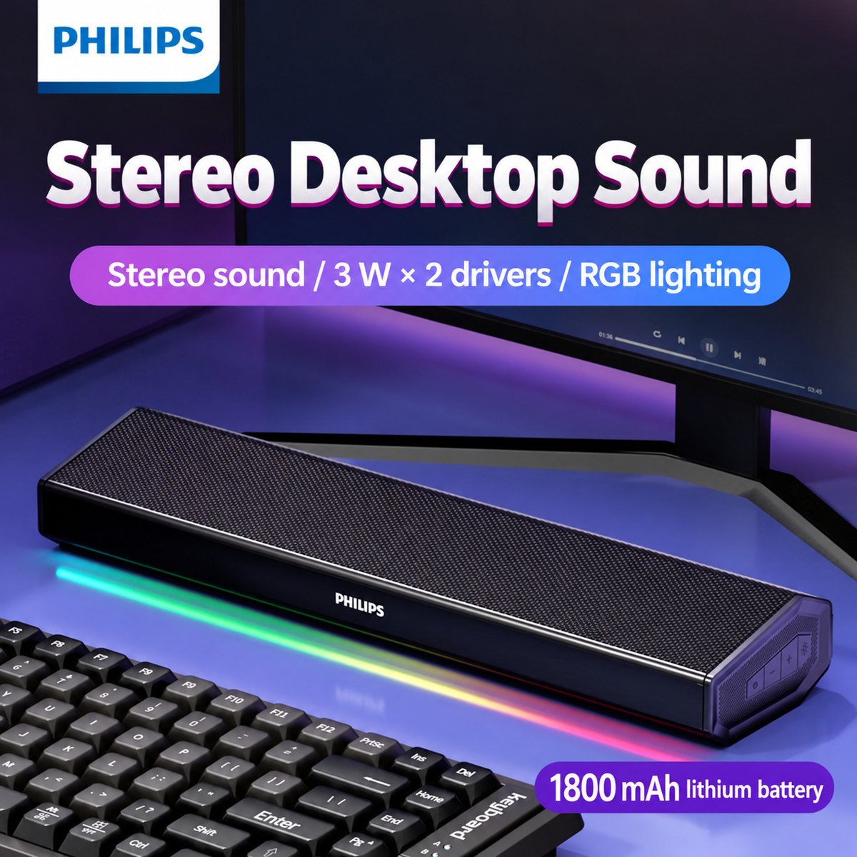 PHILIPS Desktop Bluetooth Speaker SPA5109 2