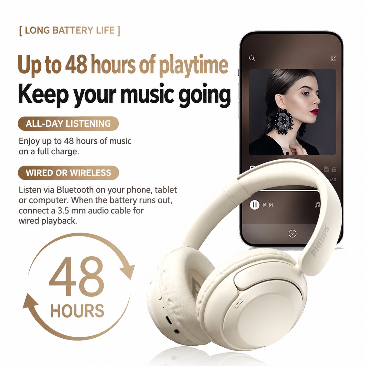 PHILIPS Wireless Headphones TAH1120 4