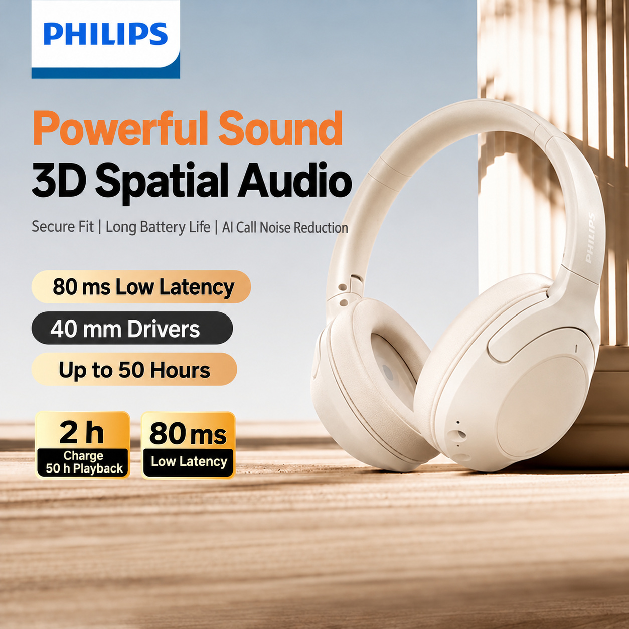PHILIPS Wireless Headphones TAH2020 2